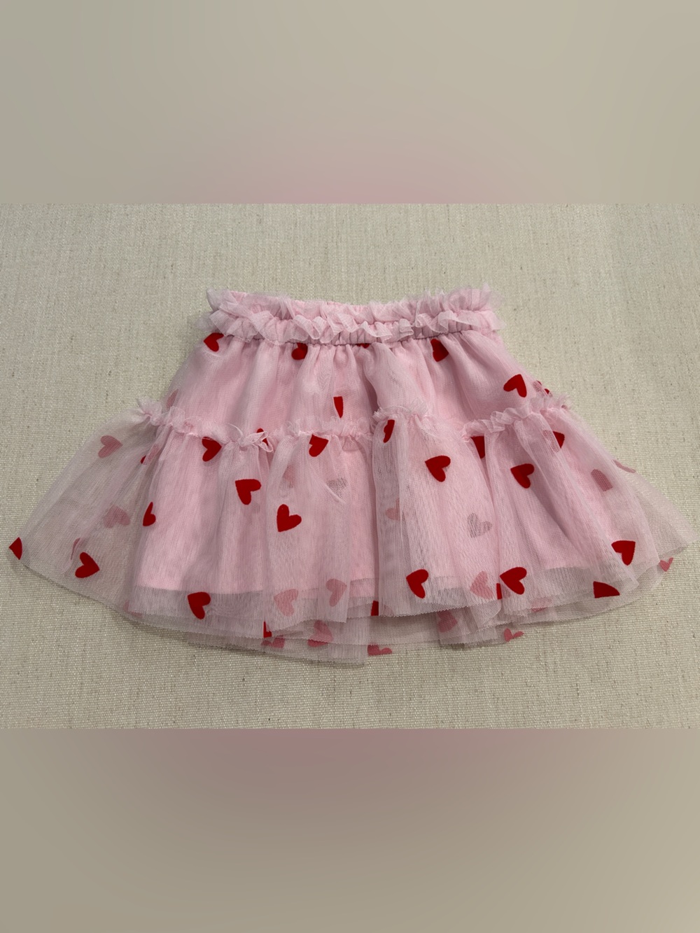 Cat & Jack Pink Tulle Skirt with Red Heart Print